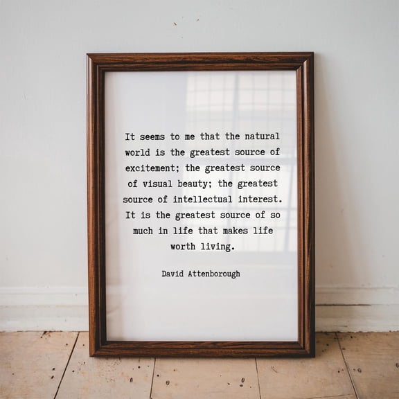 David Attenborough Quote Art Poster: Inspirational Nature Typography, Unframed Poster Size 12x18