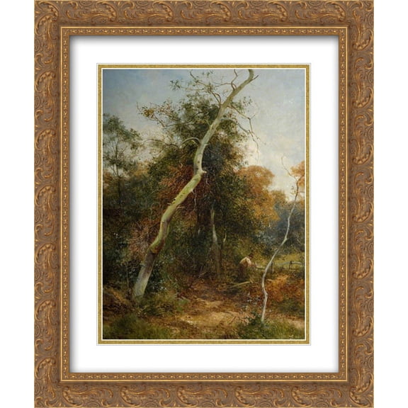 David Bates 2x Matted 20x24 Gold Ornate Framed Art Print 'Mending the Fence, Sutton Park'