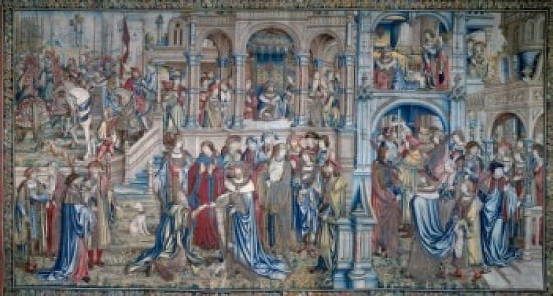 David and Bathsheba (Death of the Child and the Promised Victory to the Reconciled King) tapestry France Ecouen Musee Nationale de la Renaissance Canvas Art - (18 x 24)