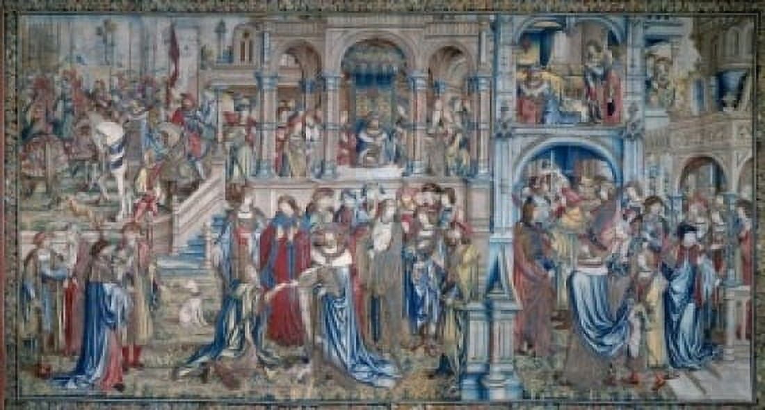 David and Bathsheba (Death of the Child and the Promised Victory to the Reconciled King) tapestry France Ecouen Musee Nationale de la Renaissance Canvas Art -  (24 x 36)