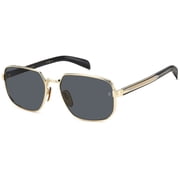 David Beckham DB 7121/G/S 0RHLIR 60mm Rectangle Sunglasses Mens Gold Black