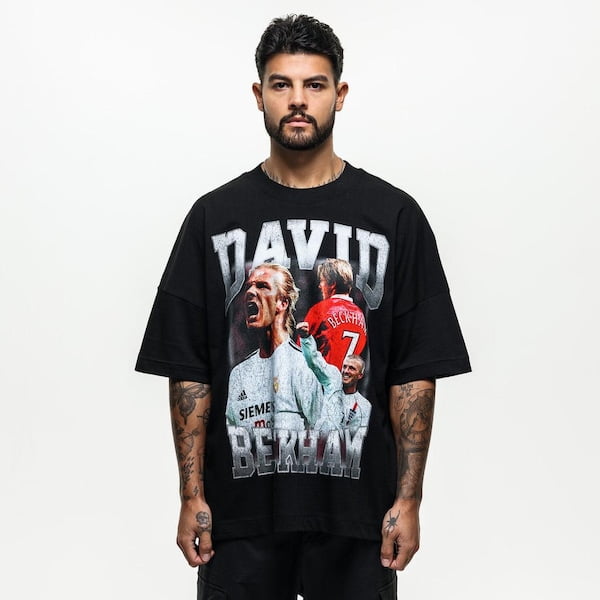 【希少】vintage  David Beckham コラボ シャツ David Beckham Vintage 90s Graphic Style T-Shirt, Vintage Oversized