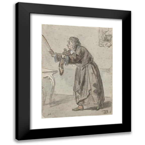 David Bles 11x14 Black Modern Framed Museum Art Print Titled - Standing Man with Violin and Bow (1866)