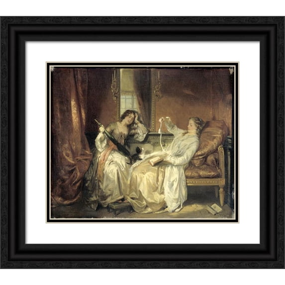 David Bles 17x15 Black Ornate Wood Framed Double Matted Museum Art Print Titled - The Conversation (C. 1850 - C. 1899)