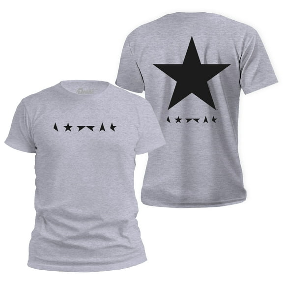 David Bowie Blackstar - Official Album Cover Tee for Men and Women - Retro Rock Band Music Shirt - Vintage Front and Back T-Shirt Large Gray