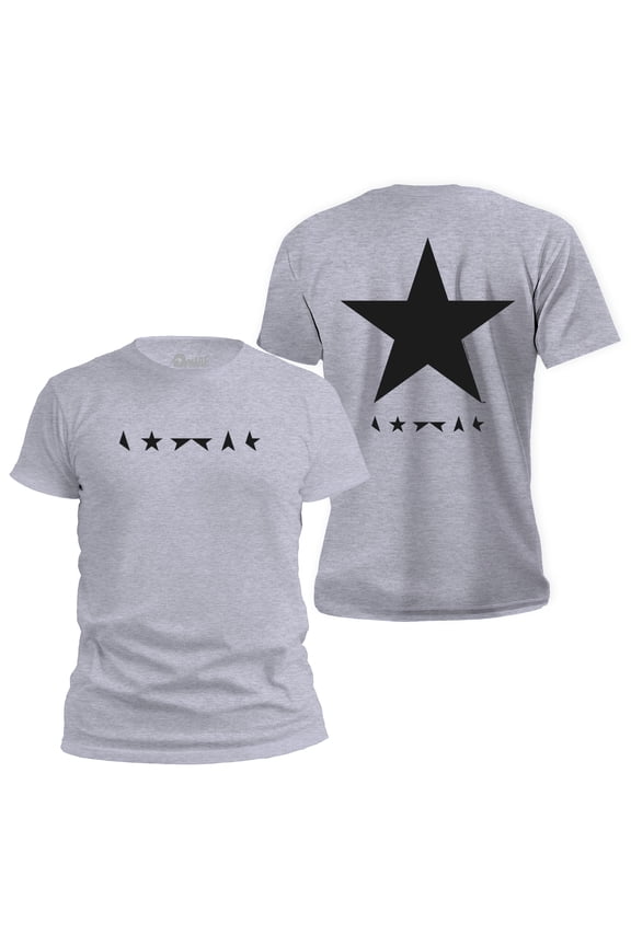 David Bowie Blackstar - Official Album Cover Tee for Men and Women - Retro Rock Band Music Shirt - Vintage Front and Back T-Shirt Large Gray