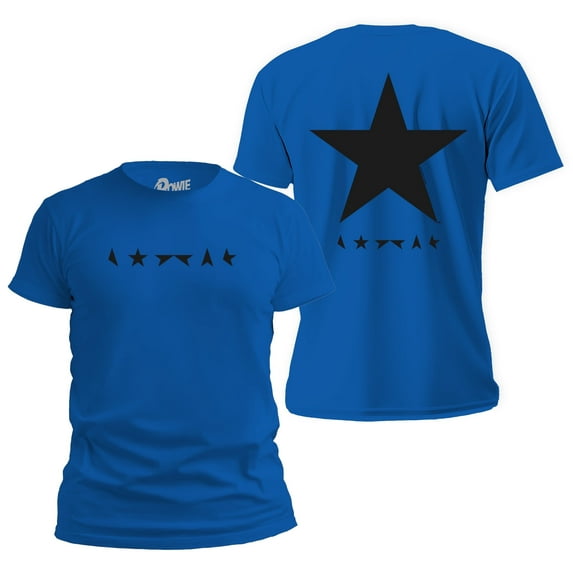 David Bowie Blackstar - Official Album Cover Tee for Men and Women - Retro Rock Band Music Shirt - Vintage Front and Back T-Shirt Small Blue