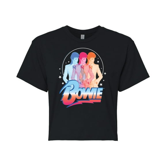 David Bowie - Bowie 3D   - Juniors Cropped Cotton Blend T-Shirt
