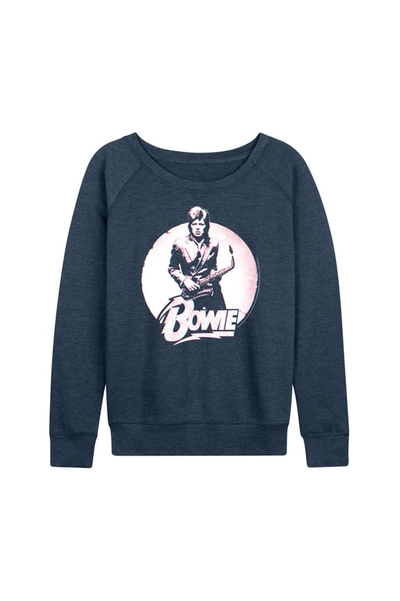 - Bowie Distressed Circle - Women's Lightweight French Terry Long Sleeve Shirt