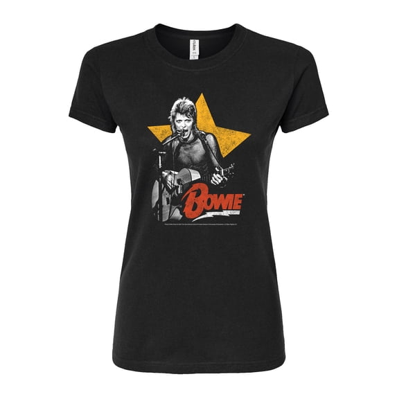 David Bowie - Bowie Guitar With Star - Juniors Fitted Graphic T-Shirt