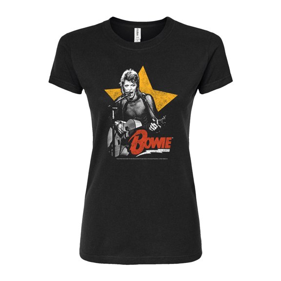 David Bowie - Bowie Guitar With Star - Juniors Fitted Graphic T-Shirt