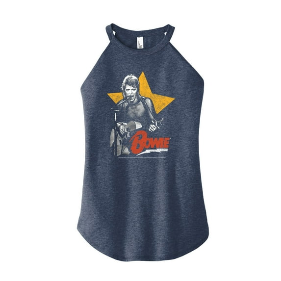 David Bowie - Bowie Guitar With Star - Juniors High Neck Tank Top