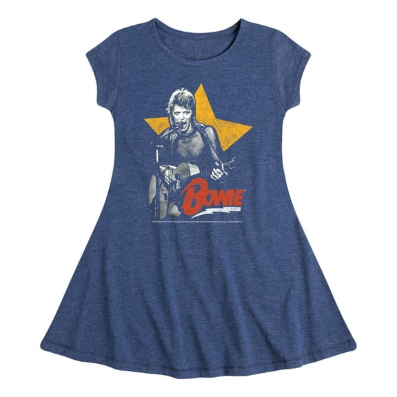 David Bowie - Bowie Guitar With Star  - Toddler & Youth Girls Fit & Flare Dress