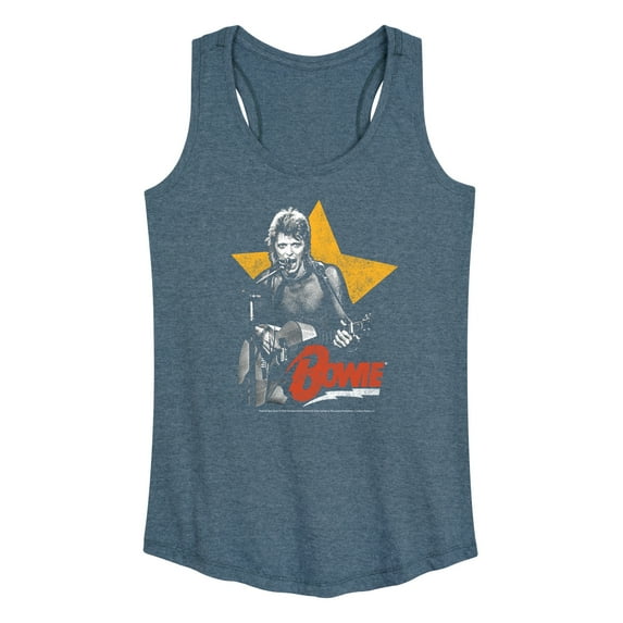 David Bowie - Bowie Guitar With Star - Women's Racerback Tank Top
