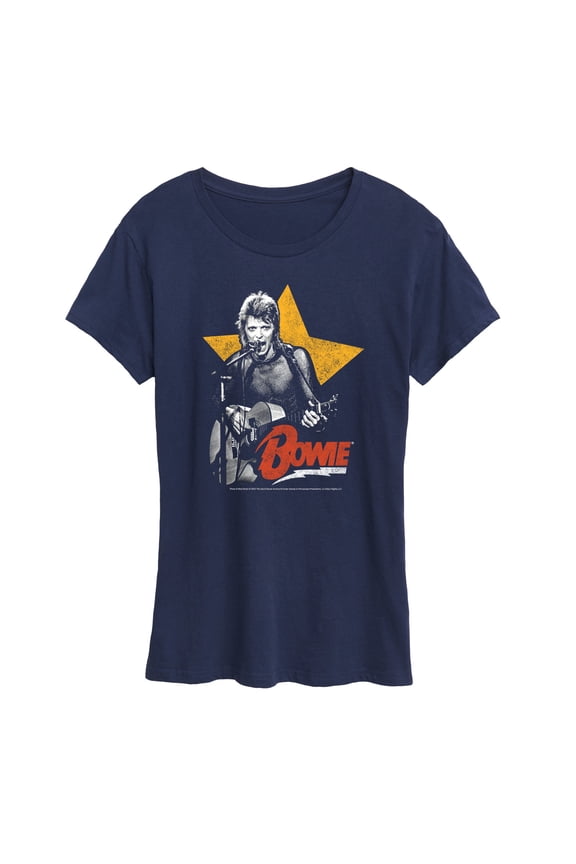 - Bowie Guitar With Star - Women's Short Sleeve Graphic T-Shirt
