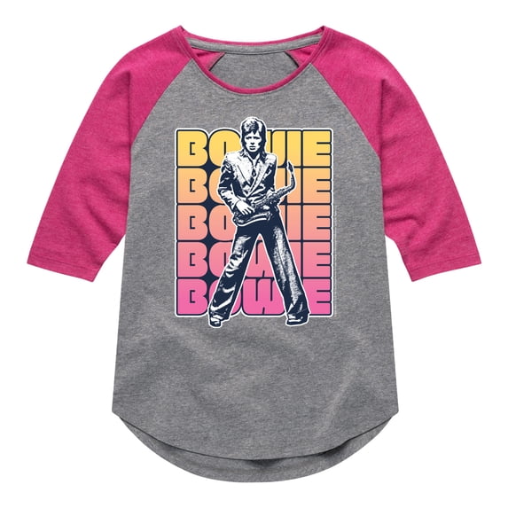 David Bowie - Bowie Stacked - Toddler & Youth Girls Raglan Graphic T-Shirt