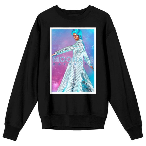 David Bowie Colored Smoke Crew Neck Long Sleeve White Adult Tee-Small