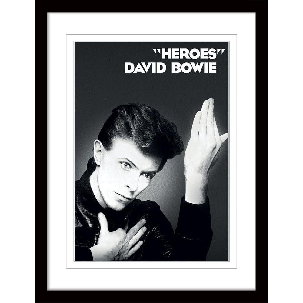David Bowie Heroes Mounted Print (40cm x 30cm) (Black/White) 40cm x 30cm Black/White