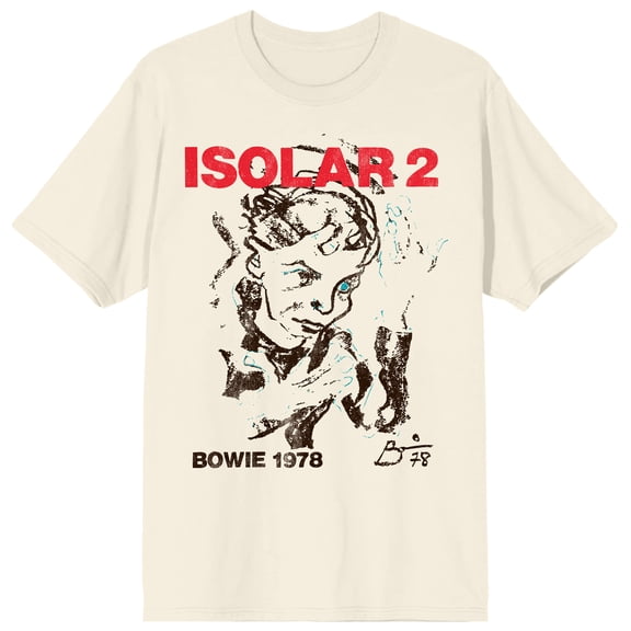 David Bowie Isolar 2 Adult Natural Crew Neck Short Sleeve T-shirt-Large