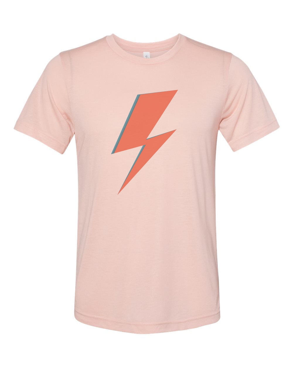 David Bowie Lightening Bolt, Bowie Shirt, Ziggy Stardust Shirt, Unisex,  Soft Bella T, Sublimation, 90's Punk Rock, David Bowie Tee, Bowie, Peach,  SMALL\, image size:1000x1250