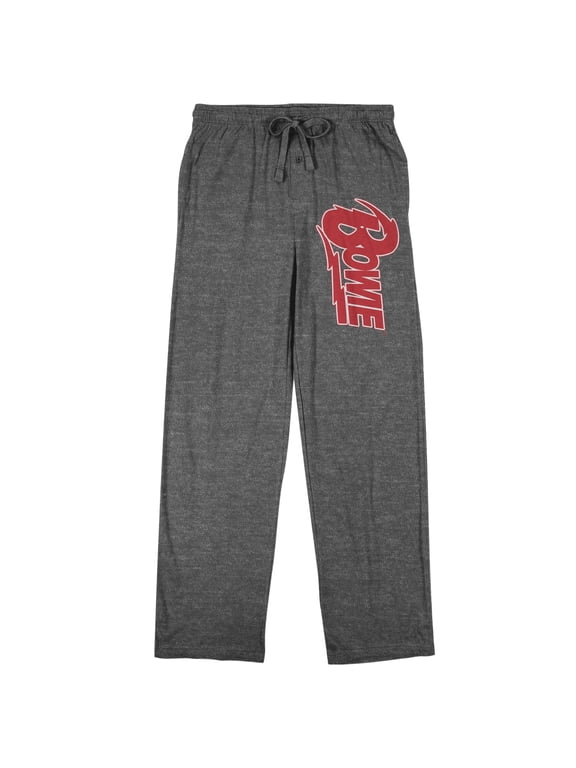 David Bowie Logo Men's Graphite Heather Sleep Pajama Pants-Large