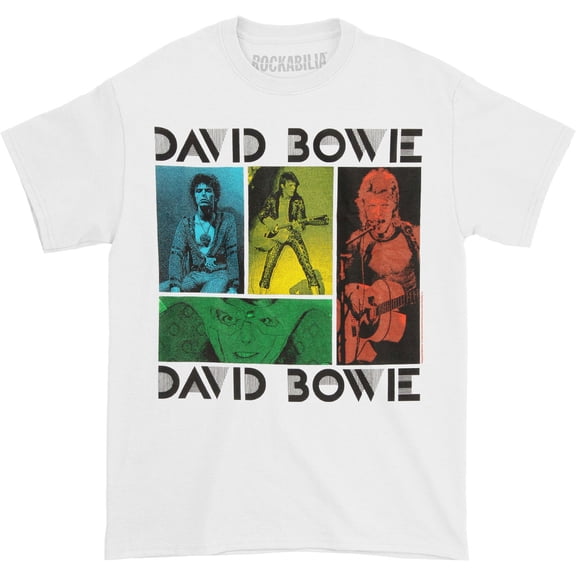 David Bowie Men's Colored Squares T-shirt Medium White
