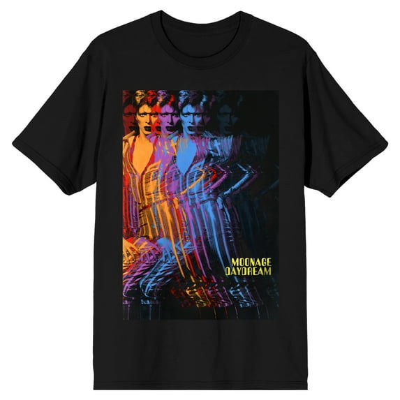 David Bowie Multi-Colored Artist Pose Crew Neck Short Sleeve Men's Black T-shirt-XXL