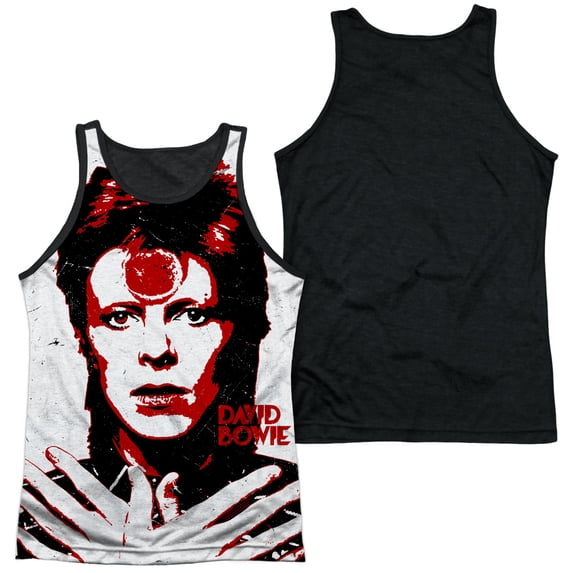 David Bowie Piercing Gaze Mens Tank Top Shirt with Black Back