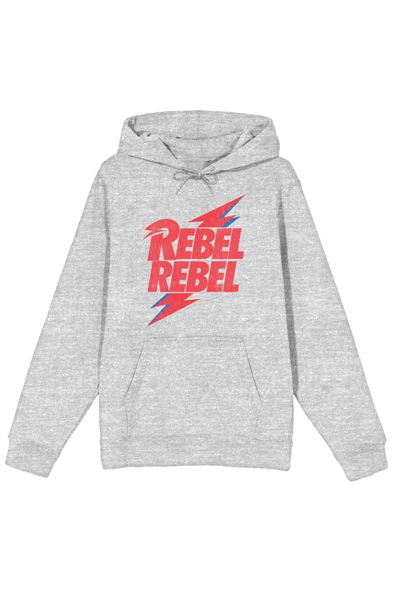 David Bowie Rebel and Power Logo on Athletic Heather Adult Hoodie-Medium