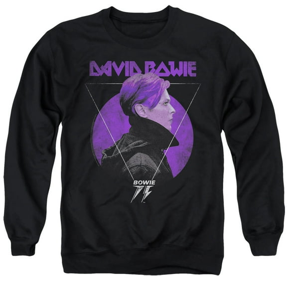 David Bowie Side Profile 75 Logo Unisex Adult Crewneck Sweatshirt (Small) Black