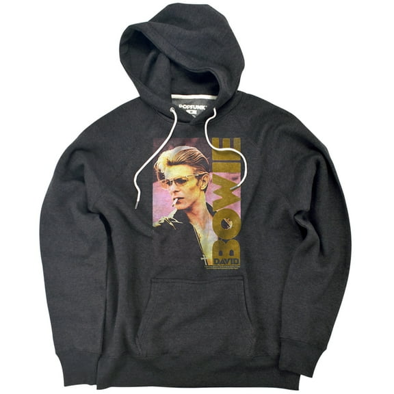 David Bowie Smokin' Unisex Adult Slim Fit Pull-Over Heather Hoodie, Charcoal, Small