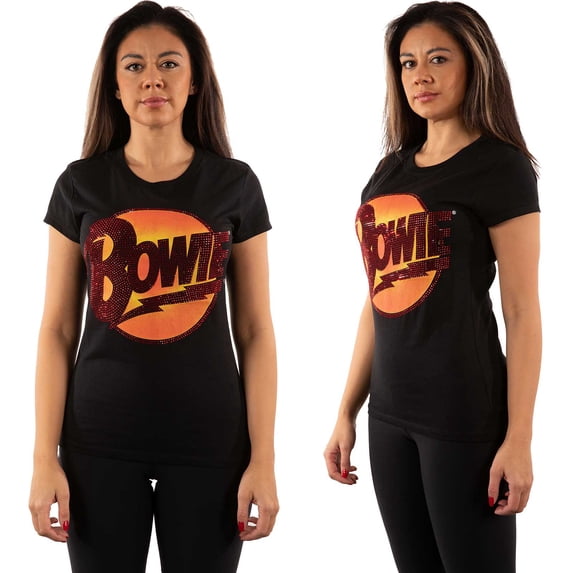David Bowie T Shirt Diamond Dogs diamante Logo Official Womens Skinny Fit Black