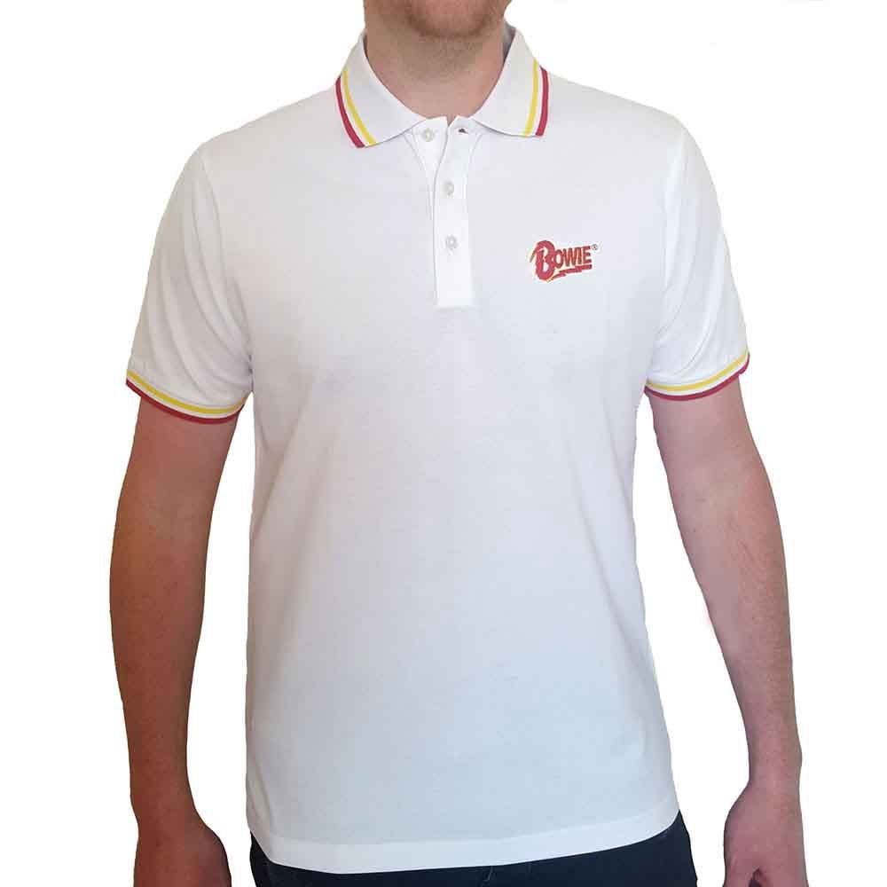 David Bowie tričko, Flash logo Polo White, pánské | - Trička