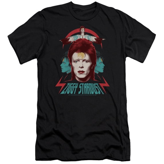 David Bowie Ziggy Heads S/S Adult 30/1 T-Shirt Black