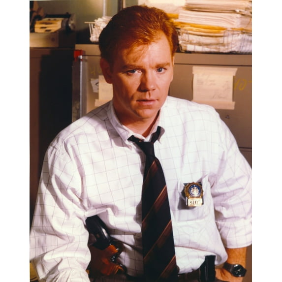 David Caruso Posed in White Polo with Badge on the Chest Photo Print (8 x 10)