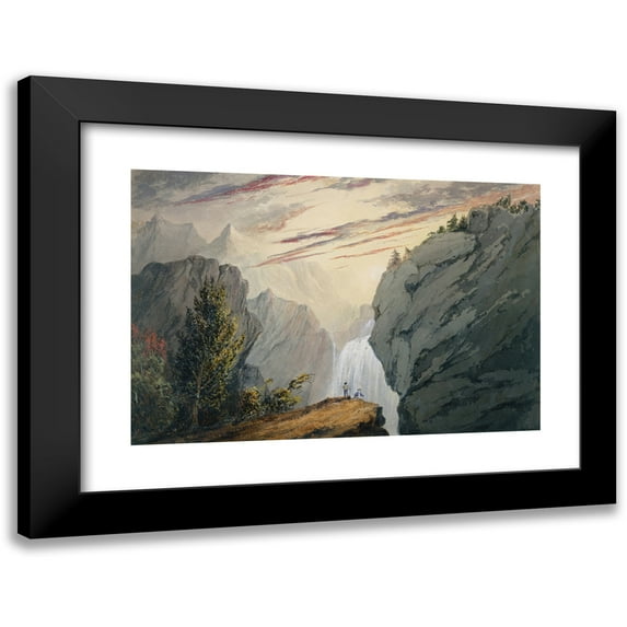 David Claypoole Johnston 14x11 Black Modern Framed Museum Art Print Titled - At the Waterfall (ca. 1850)