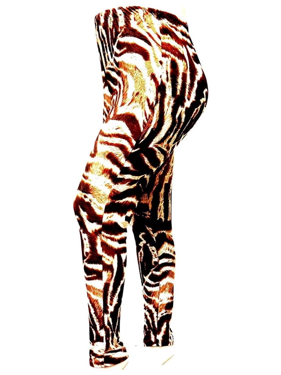 Animal Printed Brushed Leggings Regular or Plus Size (Fits L - XXXL) Free Size Made In USA