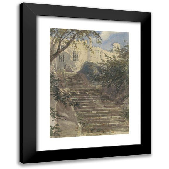 David Cox 11x14 Black Modern Framed Museum Art Print Titled - Garden Staircase Near Haddon Hall (Derbyshire) (1831 - 1859)
