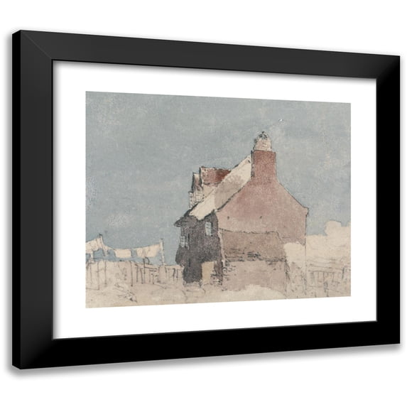 David Cox 14x12 Black Modern Framed Museum Art Print Titled - Cottage at Northfleet, Kent (ca. 1810)
