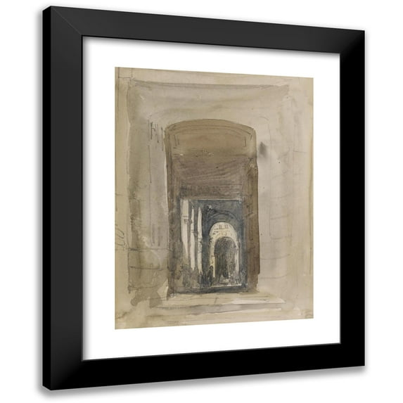 David Cox 14x18 Black Modern Framed Museum Art Print Titled - Study for the Door of the Church of Saint-Roch, Paris