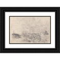 thumbnail image 1 of David Cox 18x13 Black Ornate Wood Framed Double Matted Museum Art Print Titled - The Wind on the Heath (Between 1850 and 1859), 1 of 5