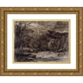 thumbnail image 1 of David Cox 18x14 Gold Ornate Wood Frame and Double Matted Museum Art Print Titled - A Mountain Torrent (C. 1850), 1 of 4