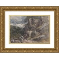thumbnail image 1 of David Cox 18x14 Gold Ornate Wood Frame and Double Matted Museum Art Print Titled - Driving Sheep in a Rocky Landscape (ca. 1846), 1 of 4