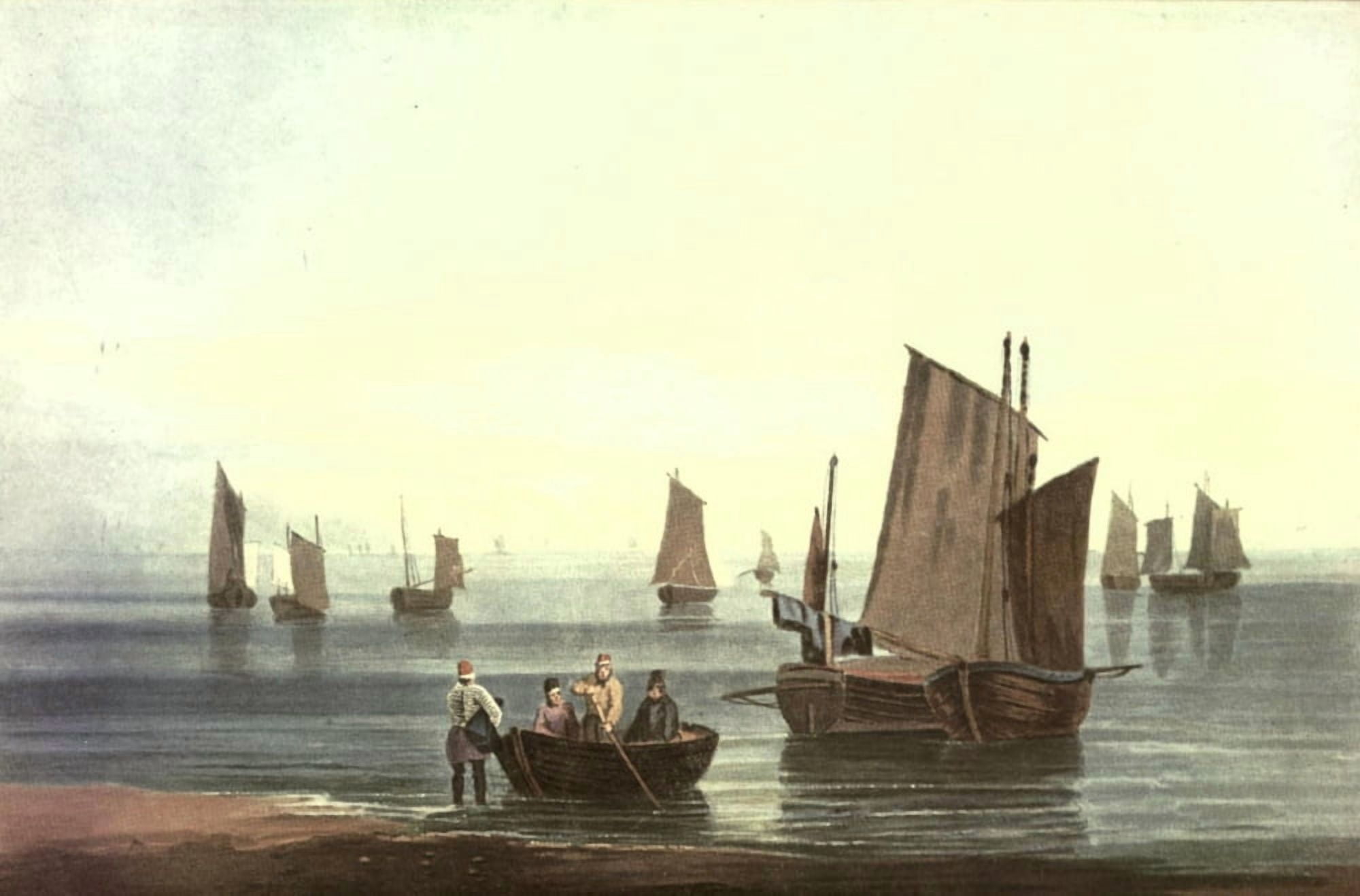 David Cox 1922 Hastings fishing boats Canvas Art - David Cox (18 x 24)