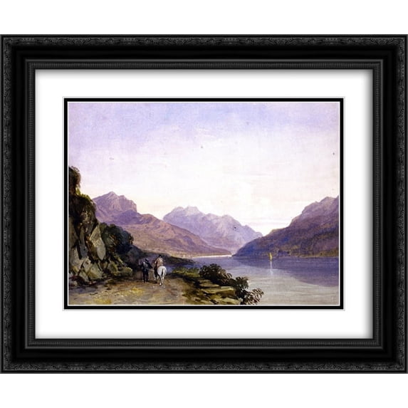 David Cox 2x Matted 24x20 Black Ornate Framed Art Print 'Ben Vorlich '