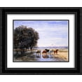 thumbnail image 1 of David Cox 2x Matted 24x20 Black Ornate Framed Art Print 'Horses Drinking', 1 of 2