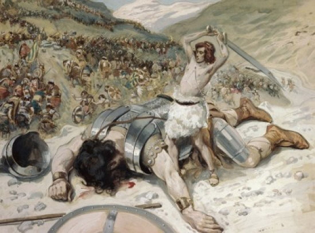 David Cuts off the Head of Goliath James Tissot (1836-1902 French) Watercolor Jewish Museum New York Canvas Art - James Tissot (24 x 36)
