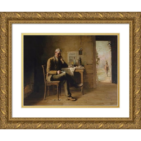 David Davies 18x14 Gold Ornate Wood Frame and Double Matted Museum Art Print Titled - From a Distant Land (1889)