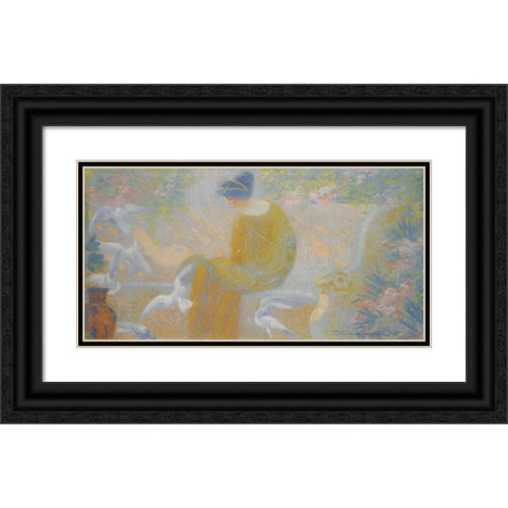 David Dellepiane 18x11 Black Ornate Wood Framed Double Matted Museum Art Print Titled - Colombes Girl