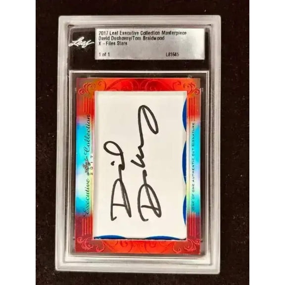 David Duchovny and Tom Braidwood 2017 Leaf Cut Signature certified autograph card 1/1 JSA X-Files